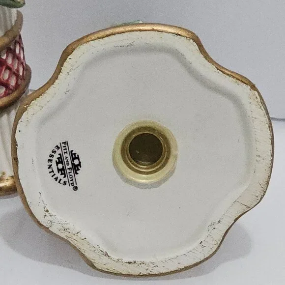 Fitz Floyd Christmas Bells Salt Pepper Shaker Set 3" handpainted vtg Holiday cer - Picture 5 of 7